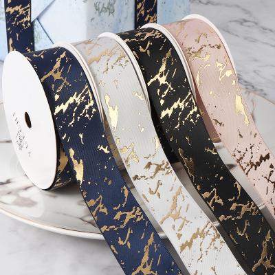 China Diy Handmade Material Printed Marble Ribbon Wrist Wrapping Ribbon 2.5cm Wide Material Viable Decoration for sale