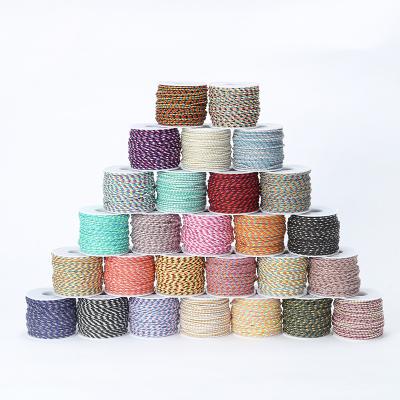 China Factory wholesale eco-friendly round decorative four color cotton rope double braided knit 100% cotton braided rope for sale