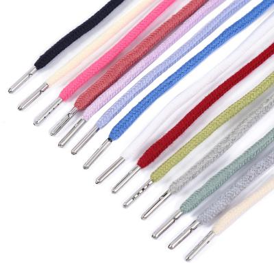 China Custom Made Eco-Friendly 6mm Hoodie Cord With Metal Hood Cotton Drawstring Hoodie Cord Polyester Pants Belt for sale