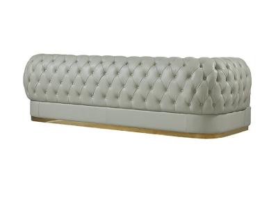 China De met de hand gemaakte Echte Banken van het Leerchesterfield van Leersofa set high density foam Witte Te koop