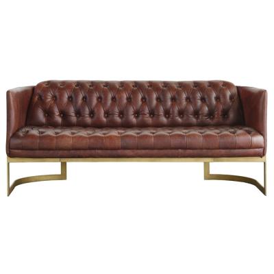 China SGS het Uitstekende Antieke Leer Chesterfield Sofa With Brass Frame van Leerbanken Te koop