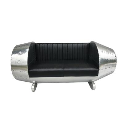 China Modern Aluminium 2 Zetelsl173cm Vliegenier Leather Sofa For Leisure Area Te koop