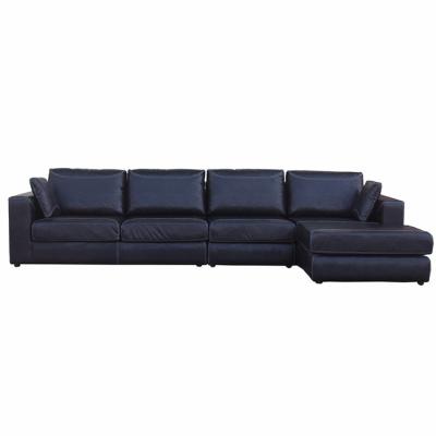 China Defaicosgs L Sectionele Bank van Sofa Set Black Grey Leather Recliner van het Vorm de Echte Leer Te koop