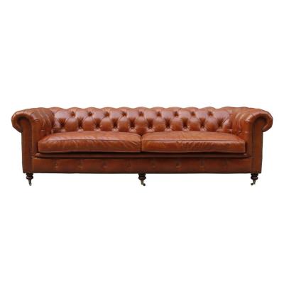 China 1 2 3 4 Seater Tan Leather Chesterfield Style Sofa Huismeubilair Te koop