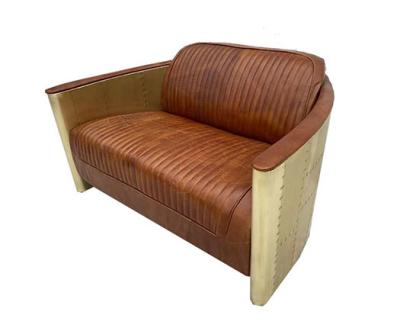 China De uitstekende Bank van Vliegeniersbrass leather couch Te koop