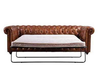 China Het Leer Sofa Bed van Chesterfield Te koop