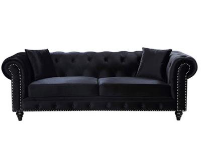 China Uitstekend Zwart Fluweel Chesterfield Sofa Couch Te koop