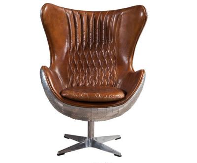 China De bruine Zwarte Uitstekende Regelbare Hoogte van Vliegeniersleather egg chair Te koop