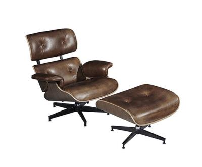 China Eames Style Mordern Leather Vintage-de Stoel en de Ottomane van Recliner van de Stoelzitkamer Te koop