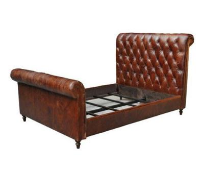 China 210cm de Uitstekende Retro Koning Size Bed van Chesterfield van het Luxeleer Te koop