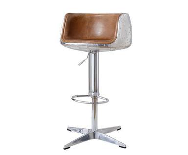 China Regelbare Hoogtevliegenier Bar Stool With X - Dwarsbenenleer en Metaal Te koop