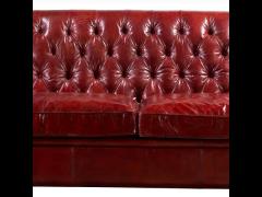 Retro Cow Genuine Leather Chesterfield  High Back Wing Chair