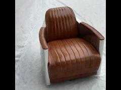 Vintage Aviator Leather Club Tomcat Swivel Armchair Aviation 1 Seat Sofa