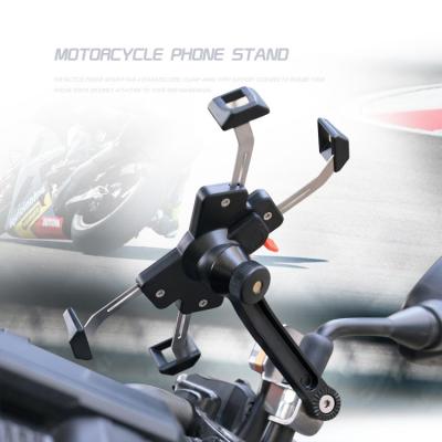 China Adjustable Rear Mirror Cell Phone Holder 360 Degree Adjustable Scooter Bracket Motorcycle Phone Auto Clamp Holder Fits 4.5-6.5 inc. for sale