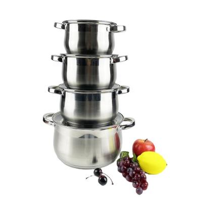 China Viable OEM Customized Kitchenware Wholesale High Quality Factory Direct 8PCS Stainless Steel Cookware Set Cooking Pot Set for sale