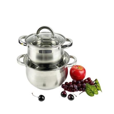 China 2023 Stainless Steel Lid Food Casserole Camping Pot Stainless Steel Viable Viable Kitchen Pot Obvious Flat Glass Kitchen Cookware for sale