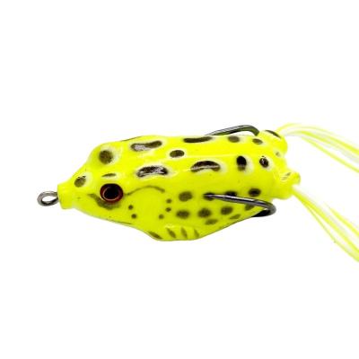 China ABS plastic luya trap simulated frog fake bait snakefish kill double hook tip upwarped soft bait floating fishing black king 5g8g12g for sale