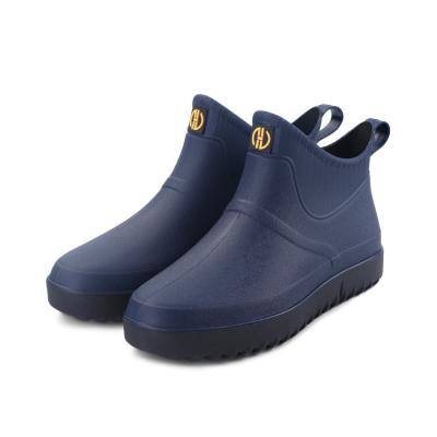 China New Fashion Waterproof Men's Non-slip Rain Tube Work Fishing Rain Boots Car Wash Short Water Shoes Fashion Sticking Shoes for sale