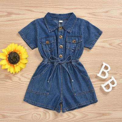 China 2020 Overall Summer Baby Toddler Kids Casual Blue Jeans With Belt Cute Denim Outfit Rompers Overalls Kids Clothing for sale