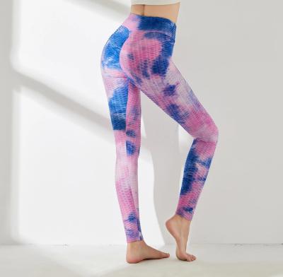 China Antibacterial Antibacterial Women Form Tie Dye Yoga Pants High Waisted Yoga Cuffs Butt Lift Yoga Tracksuits Sportswear for sale