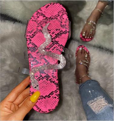 China Women Breathable Slippers 2020 Newest Fashion Designs Snake Outdoor Rubber Ladies Slippers and Sandals Women Flat Shoes for sale