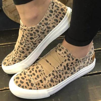 China Wholesale Hot Sale Canvas Leopard Sneaker Fashion Lightweight Casual Women's Slip On Sneakers for sale