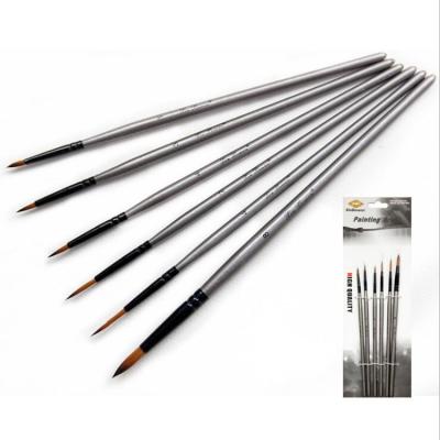 China New set of 6 pieces of watercolor 2022 of the latest brush art quality nylon wool handle detail wood reading brush for sale