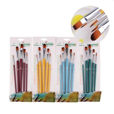 China Paint Factory Wholesale 4 Color Paint Tools Artist Acrylic Paint Brush Set 5 Piece Hair Nylon Watercolor for sale