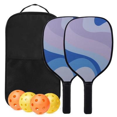 China Light UV Printing Customized Your Own Logo Professional Wooden Pickball Paddle With 2 Pickleball Paddles 4 Balls 1 Bag for sale