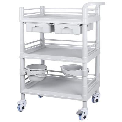 China Clinic ABS Silent Strength Caster Wheels Hospital Silent Trolley Premium Medical Trolley Strong Bearing Dental Furniture for sale