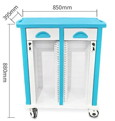 China Silent Caster Customized Premium Hard Plastic Furniture 25 30 40 50 60 80 Cell ABS Patient File Hospital Trolley for sale