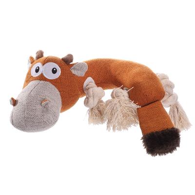 China Dogs Brown Folded Bone Cotton Cloth Buffalo Dog Squeaky Soft Toy Factory Direct Supply for sale