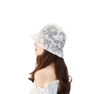 China New Design Checked Flowers Style Luxury Transparent Color Beach Umbrella Fashion Lace Bucket Hat Custom Made For Summer for sale