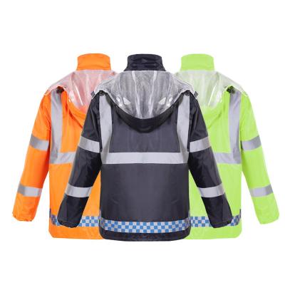 China Fluorescent Red Oxford Cloth Waterproof Windproof PVC Rain Coat Raincoat Reflective Rain Coat Pant Suit for sale