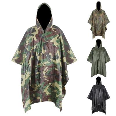 China Adult Multifunctional Rise Hiking Poncho Outdoor Windproof Waterproof Camouflage Raincoat Men Women Cape for sale