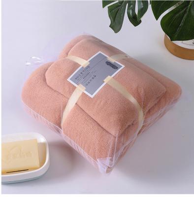 China Child Safe Colored Microfiber Coral Fleece Bath Towel Sets for the Bathroom for sale