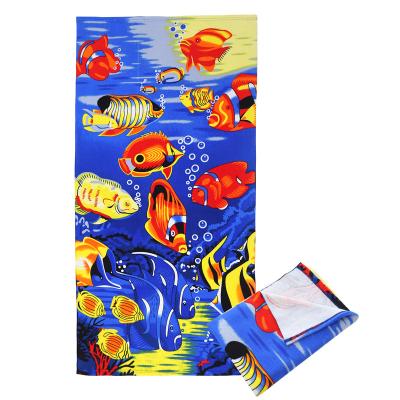 China Custom Logo Design Digital Printed Promotional Microfiber Child Safe Sublimation Beach Towel for sale