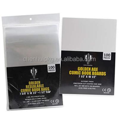 China Disposable Custom Size Clear Plastic Golden Cartoon Sleeves Cartoon Bags for sale