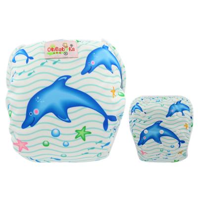 China Custom Made Baby Cute Reusable Cloth Diapers Size Printed Leakproof Swimming Diapers for sale