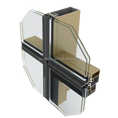 China Aluminum Glass Wall Profile Curtain Wall Aluminum Extrusion For Window Door Glass Wood Patterns for sale