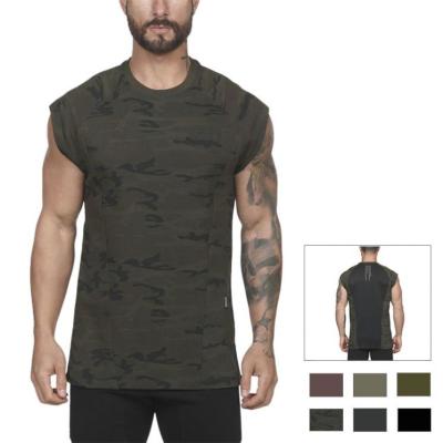 China OEM Custom Summer Mens Camouflage Plain O-Neck Breathable Camouflage Sleeveless T-Shirts Tanks Tops for sale