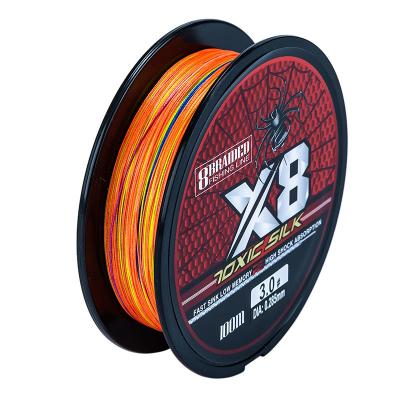 China Durable Strong Raw Silk PE 8 Tiers Strong And Wear Resistant 100m Braided Fishing Line for sale