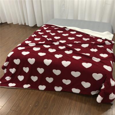 China B22033 Wholesale Polyester Double Layer Thick Sherpa King Size Warm Quilting Anti-pilling Blanket for sale