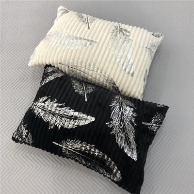 China D20643 soft black flannel polyester design printing white anti-pilling satin fitted pillowcase for sale