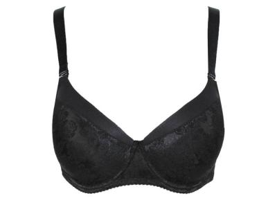 China Beautiful Jacquard Mesh Breast Minimizer Bra with Mold Cup Black for sale