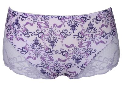 China Ladies Satin Hi - Cut Brief Plus Size Panties with High waist , Floral Pattern for sale