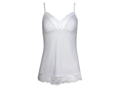 China White V Neckine Chemise Women Sleepwear with Black Polka Dot for sale