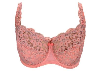 China Breathable Large Size Full Figured Bra for Girls , Haw Red Contrast Color for sale