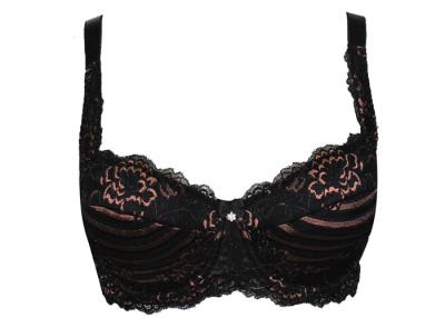 China Beauty Lace Full Coverage Bras 95E Large Size Push Up Bras Black for sale