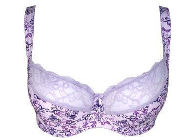 China Light purple Fashion Floral Print Full Figured Bras with Racerback for Ladies for sale